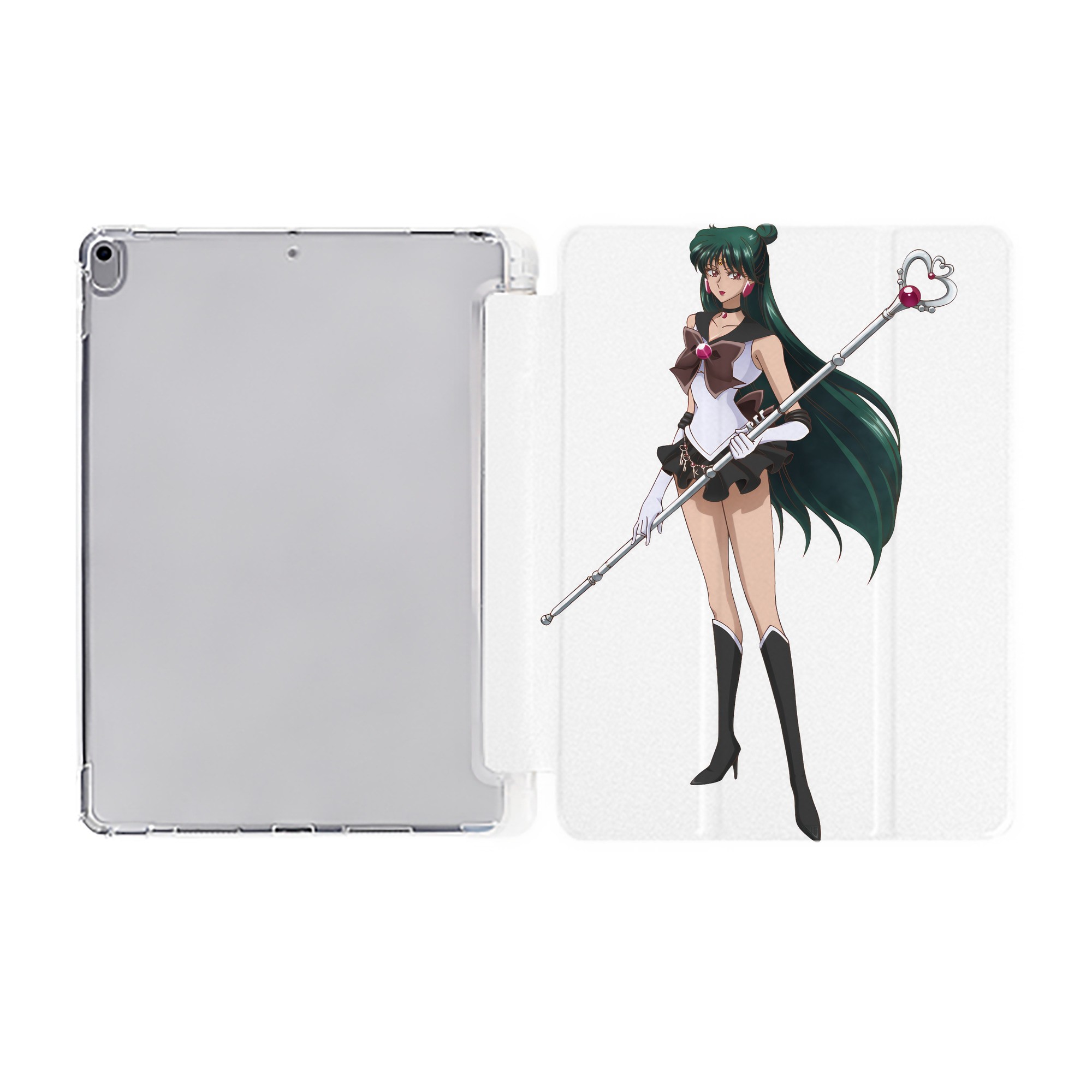 （画像用） 美少女戦士セーラームーン 冥王せつな Sailor Moon Meiou Setsuna IPad ケース ペン収納付き 三つ折りスタンド PUレザー×シリコン 対応機種9.5/10.5/10.9インチ